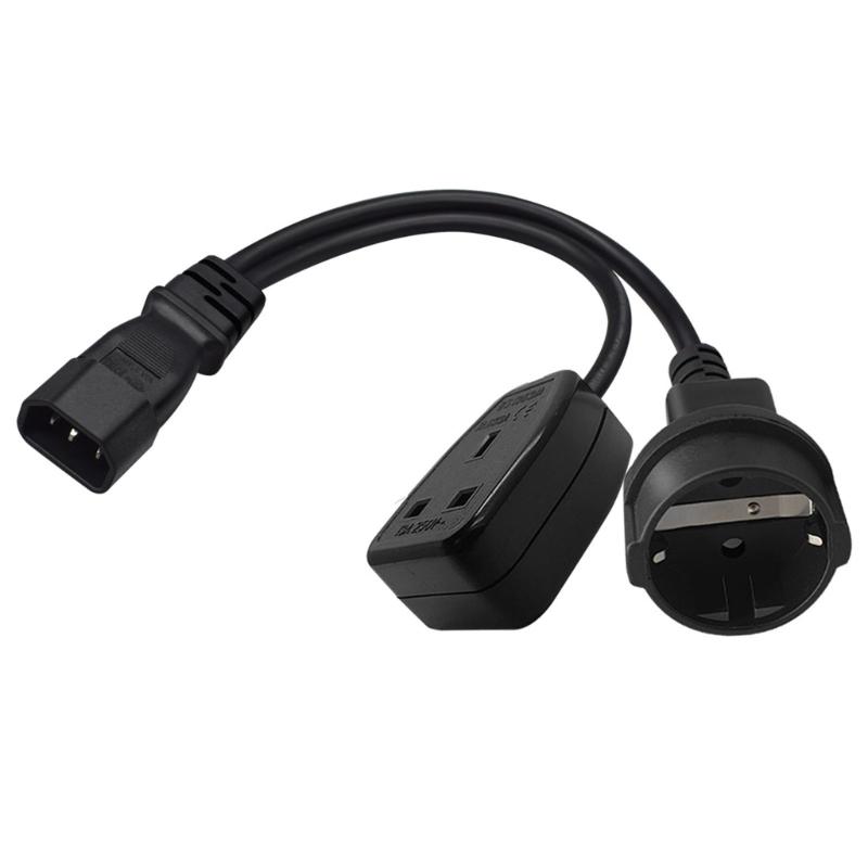 IEC320 C14 to UK 13A +EU4.8mm AC-Power Adapter Cable, 3 Terminals Male to Female Power Connector Cord Wire