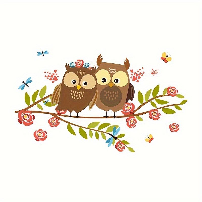 Wall Sticker Romantic Love Owl Couple Self-Adhesive Wall Stickers Bedroom Entryway Living Room Porch Home Decoration Wall Decor Decals
