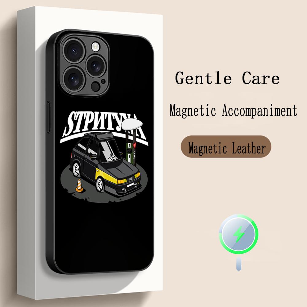 Cool Car L-la-Da Fashion Logo Design Phone Case For iPhone 17 16 15 14 13 12 Plus Pro Max High-end Luxury Magsafe Sheepskin
