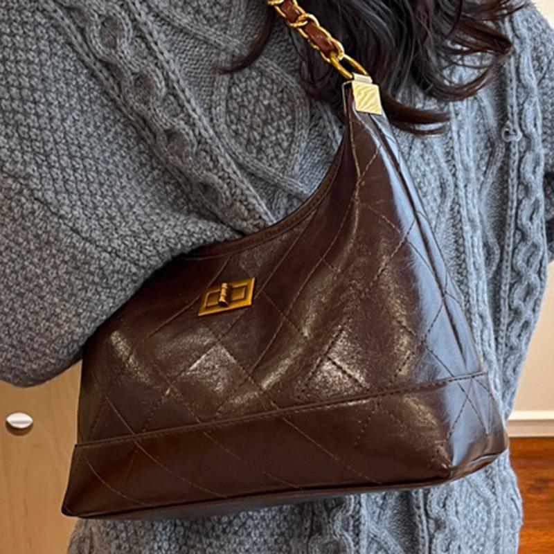 Niche Retro Texture Handbag Bag Women's New High-value Diamond Chain Bag Simple Shoulder Messenger Bag