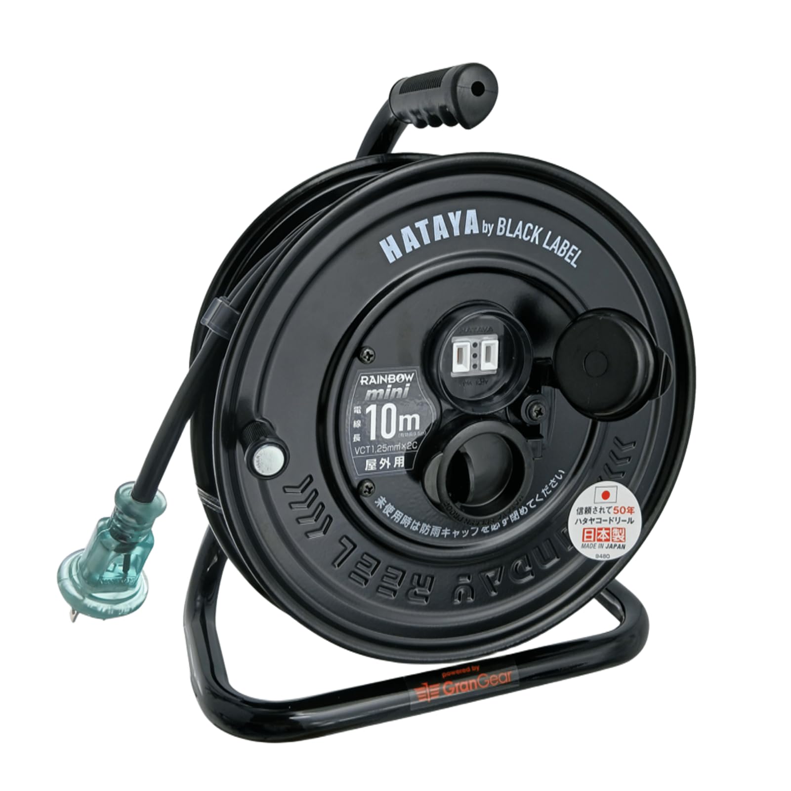 

HATAYA Sunday Rainbow Mini 10m Cord Reel, Outdoor Rainproof (SS-10 Black Finish), HATAYA x GranGear Collaboration Product, Black