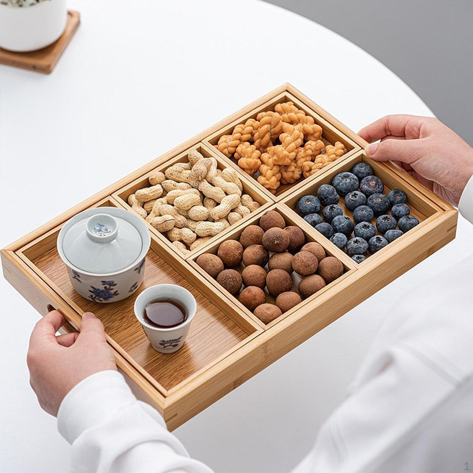 

Bamboo Serving Trays Fruit Tray Food for Kitchen Holidays Dining Table