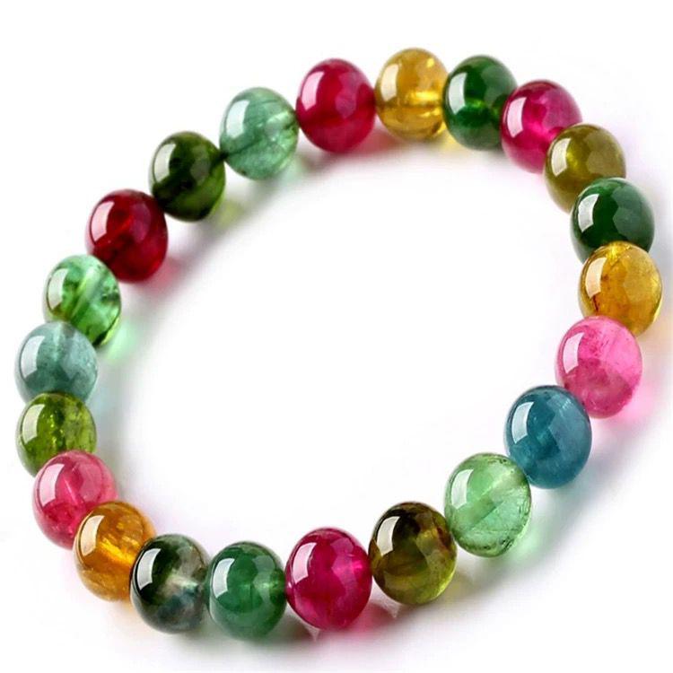 Colorful Brazilian Tourmaline Beaded Bracelet for Women - Candy Color Couple Jewelry Accessory