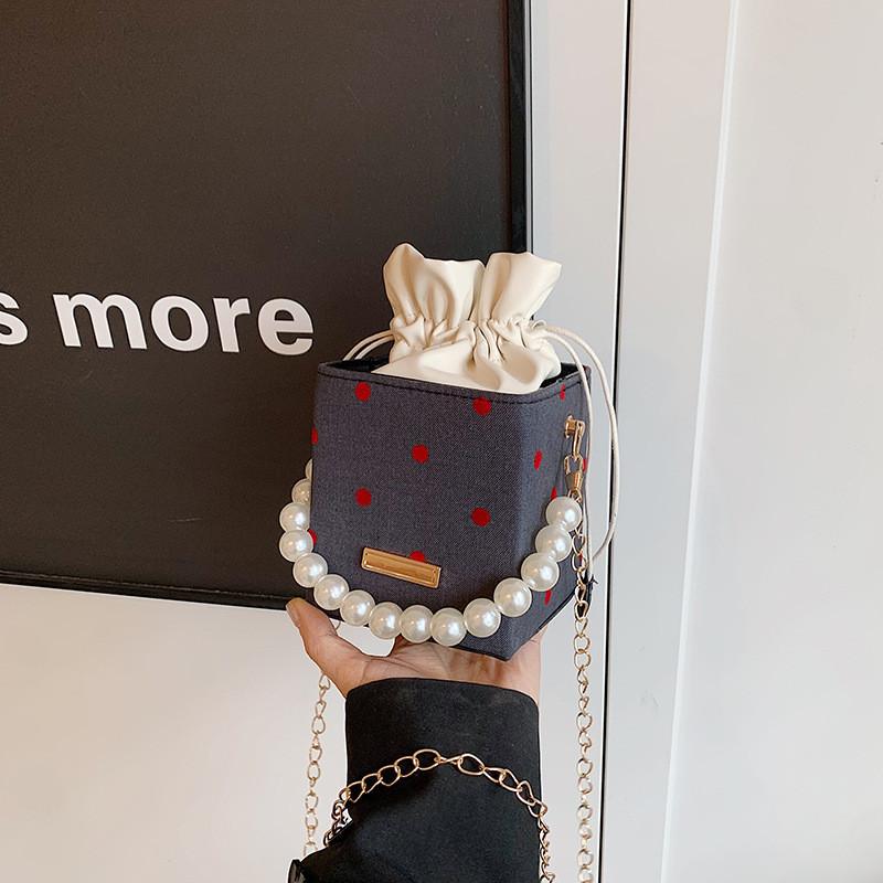 Stylish Large Capacity Womens Pu Bag Trendy Commuter Box Shaped Shoulder Bag Polka Dot