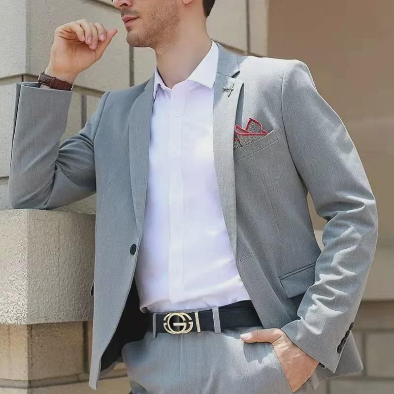 King Paul Men's High-End Genuine Leather Belt - Luxury Fashion Accessory for Young Men