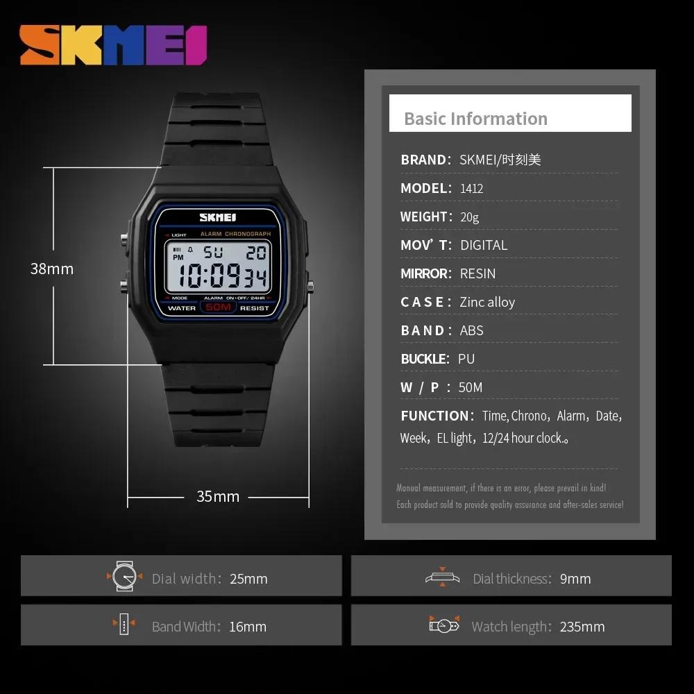 SKMEI 1412 Sport Paar Uhren Relogio Feminino Mode Damen Digitale Uhr Wasserdicht Anzeige Datum Woche Damen Armbanduhr