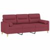 VidaXL 3-seater Sofa with Decorative Pillows Burgundy 180 Cm Fabric, Sofa, Living Room Sofa, 3-seater Sofa In Fabric, 3200835