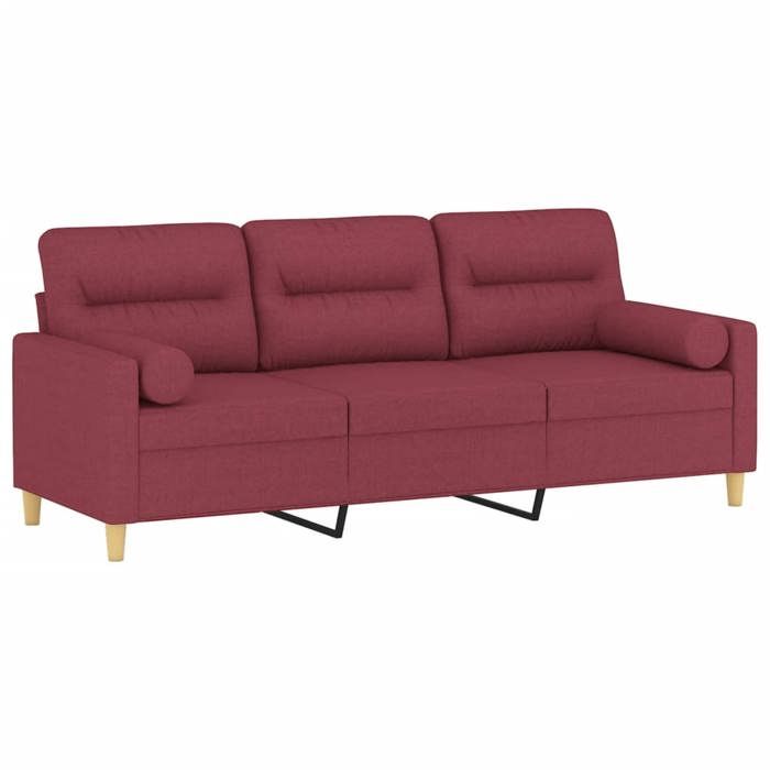 VidaXL 3-seater Sofa with Decorative Pillows Burgundy 180 Cm Fabric, Sofa, Living Room Sofa, 3-seater Sofa In Fabric, 3200835
