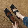 Spring and Summer 2025 New Retro French Square Head Cross Strap Elastic Ballet Low Heel Mary Jane Single Shoes Women