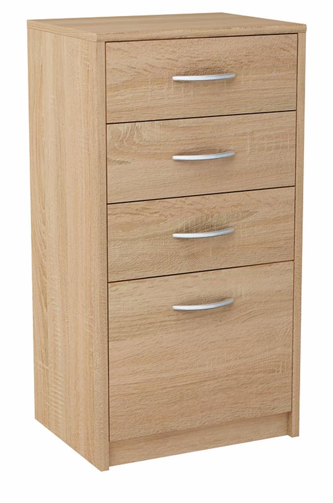 Comodino 45Cm 4S Quercia Sonoma 4 Cassetti Scaffale