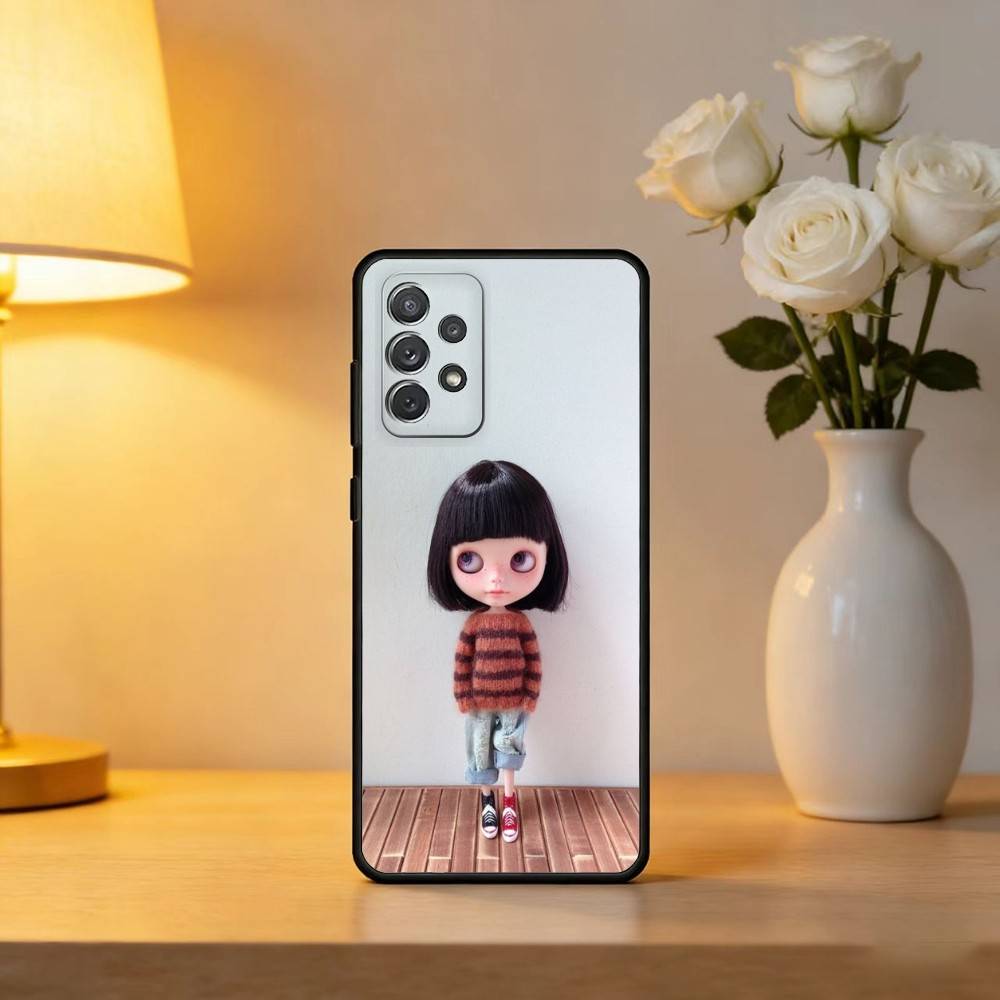 Fashion Doll Blythe Phone Case For Samsung Galaxy A73,A72,A71,A70,A53,A52,A51,Soft Silicone Black Cover