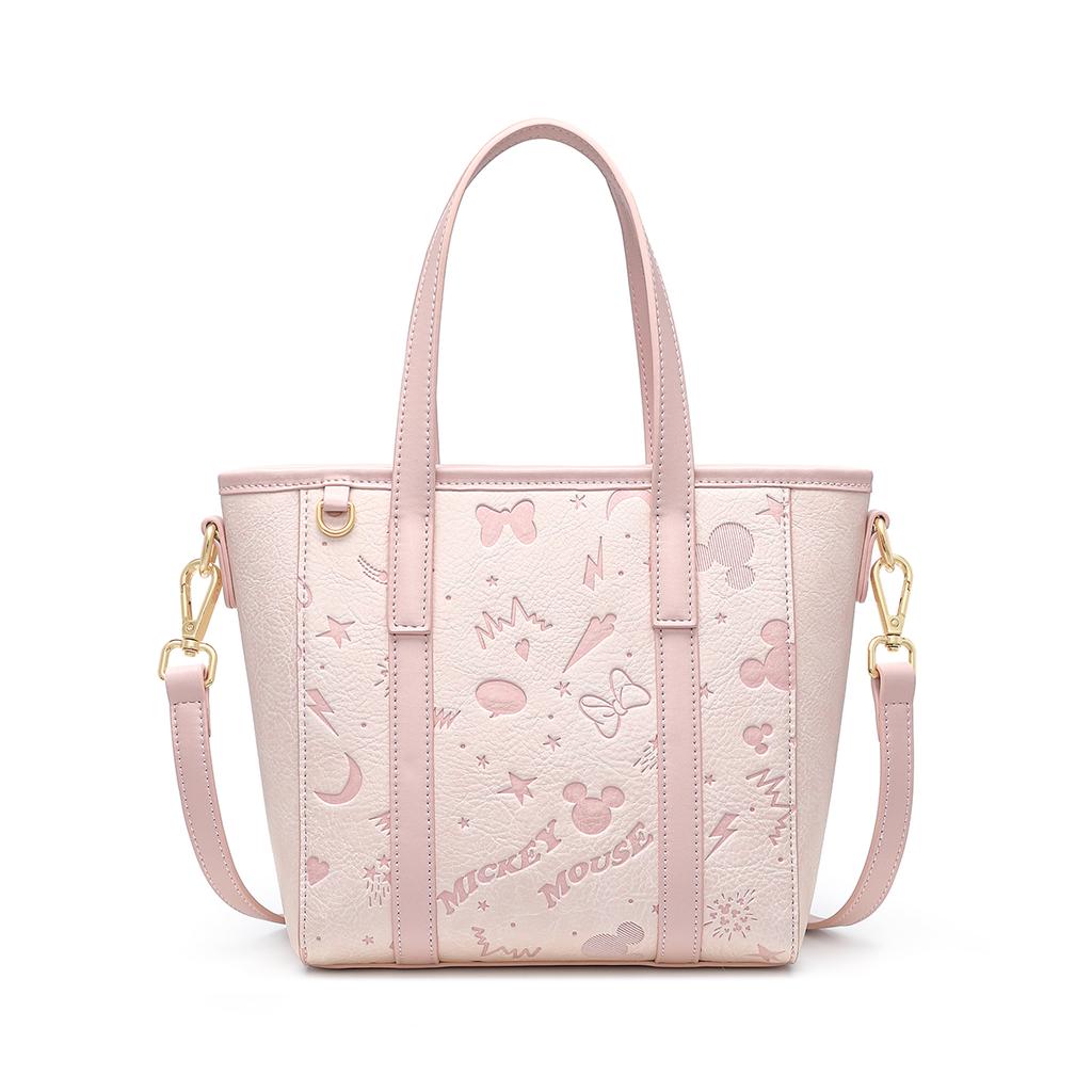 New Disney Mickey PU Tote Shoulder Bag Regular Women's Pink/Ecru DHB41216-A