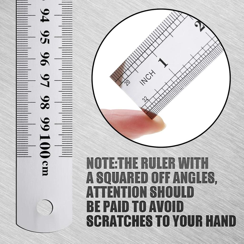 Lothee 6 Pieces Metal Yard Stick Meter Stick Large Stainless Steel Ruler Bulk Rule Measuring 1 Meter 40 Inch / 100 cm Measure Straight Edge for