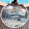 Natural Scenery Snow Mountain Round Beach Towel Sand Free Quick Dry Beach Towels with Tassels for Women Adult Swim Pool Yoga