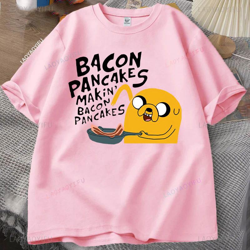Fashion Hot Sale Kawaii Clothing Adventure Time Anime T Shirt for Men Jake and Finn Bacon Pancake Girl Boy Casual Cotton Tops