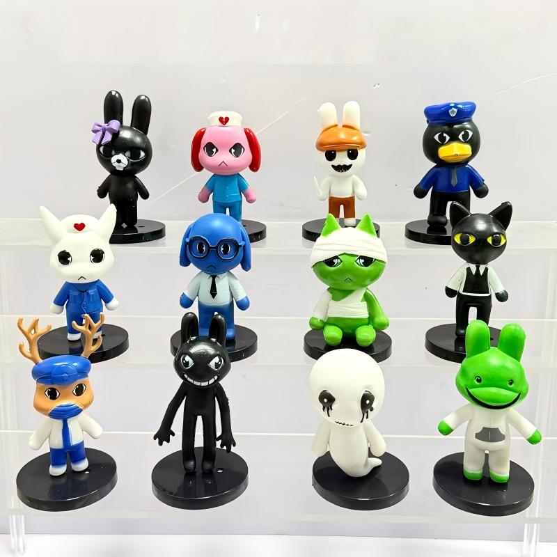 6/12/18pcs Model Game Animal Hospital Figures Set Anomaly Cat Dog Penguin Bunny Figure Ornament Halloween Christma Gift