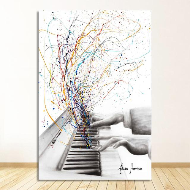 Nordic Line Draw Print abstrakte minimalistische Wandkunst Malerei dekorative Bild Home Decor schwarz weiß Klavier Leinwand Poster