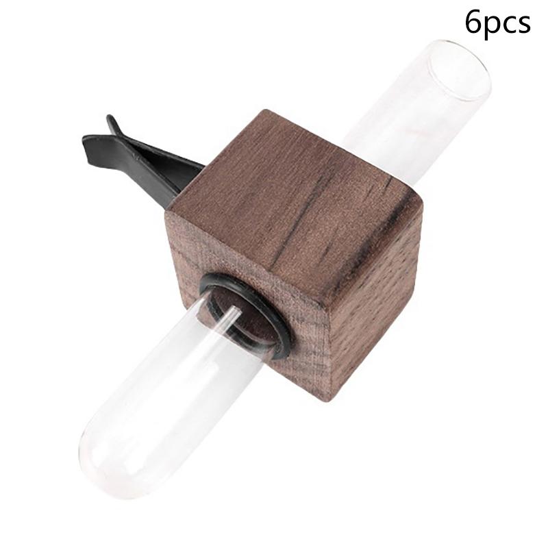2/6Pcs Stable Mini Car Flower Vase Clip Elegant Adjustable Car Vent Flower Vase Walnut And Plastic Creative Car Vent Decor