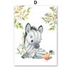 Lion Elephant Giraffe Monkey Zebra Nursery Wall Art Canvas Painting Jungle Animal Posters Prints Pictures Baby Kids Room Decor