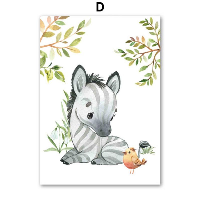 Lion Elephant Giraffe Monkey Zebra Nursery Wall Art Canvas Painting Jungle Animal Posters Prints Pictures Baby Kids Room Decor
