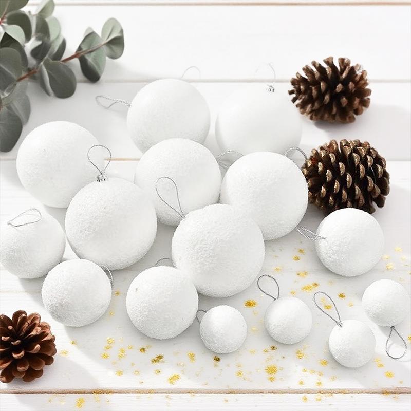 6PC Simulation Snowball Pendants Winter Foam Elegant Christmas Ornaments Holiday White Parties Hanging Snowball Xmas Tree 3 Sizes