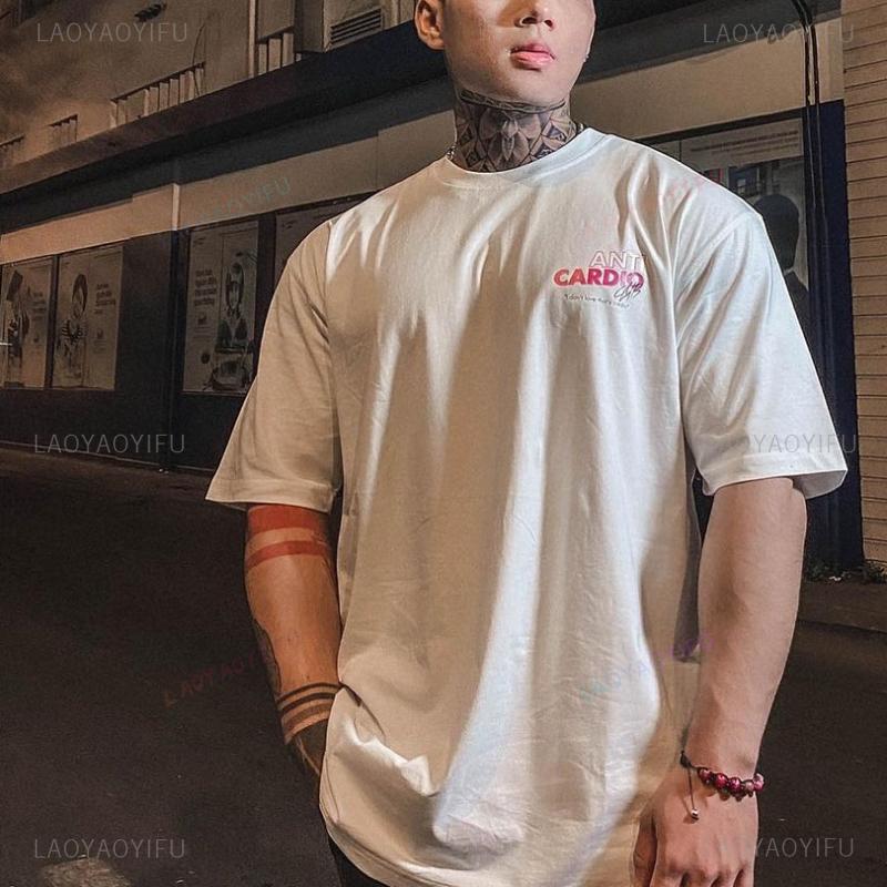 ANTI CARDIO Casual Short Sleeves Cotton Man T Shirt Gym Fitness Male Training Workout Printed Tees Top New Fashion Womam Clothes
