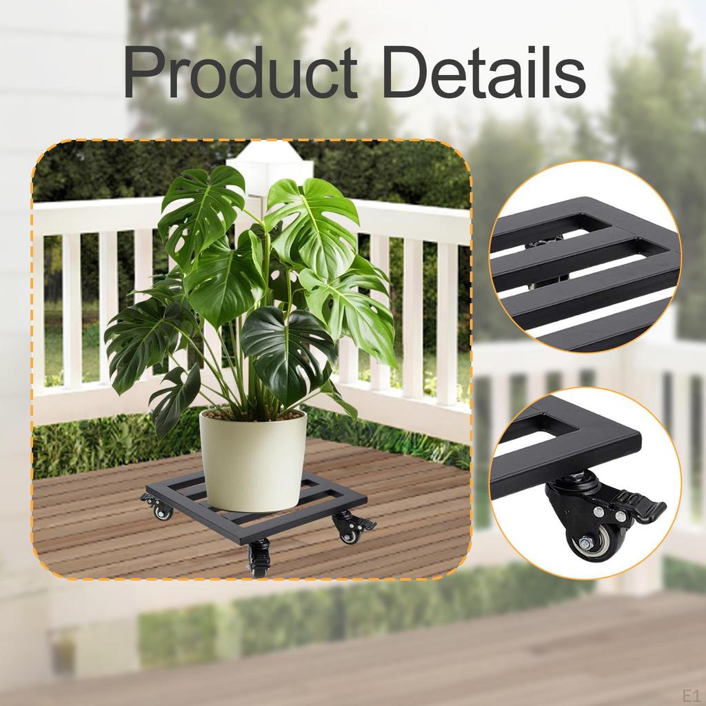 Plant Saucer with Castors Made of Iron for Easy Mobility Flower Pots And Tubs Balcony Office