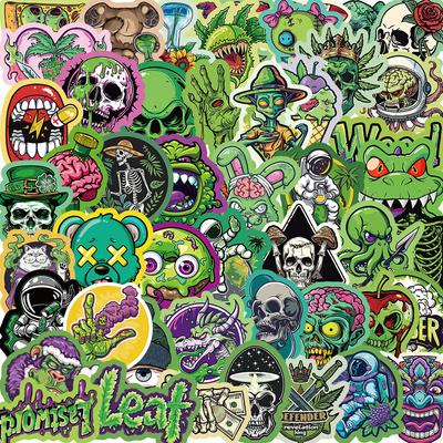 10/50Pcs Cool Green Horror Stickers for Notebooks Stationery Scrapbook Kscraft Cute Sticker Scrapbooking Material Craft Supplies