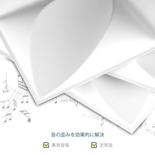 TroyStudio Acoustic Diffusion Panels - Set of 4 Acoustic Panels, 3D Wall Panels 30cm x 30cm x 2.5cm (White, Wood Leaf Pattern)