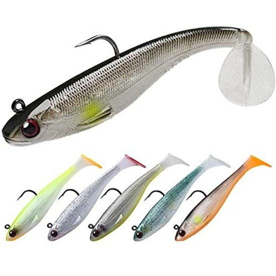 TRUSCEND Shad Soft Lure BKK Hook easy catch features trembling descent vibration swim increased bites. Paddle tail bait is suitable bass sweetfish sea