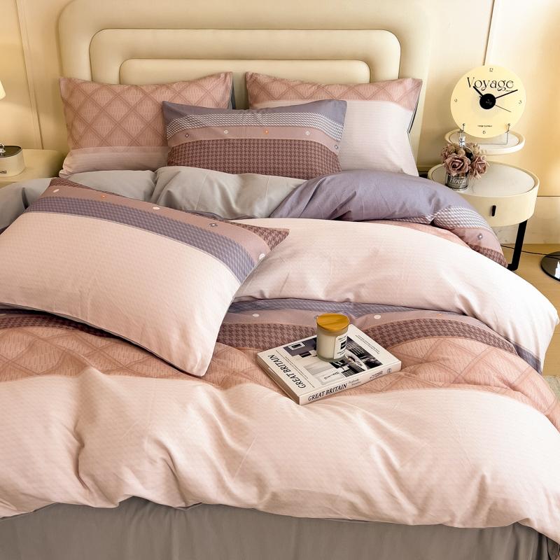 Sleep Grid Digital Printed Cotton Thickened Woolen Four Piece Set