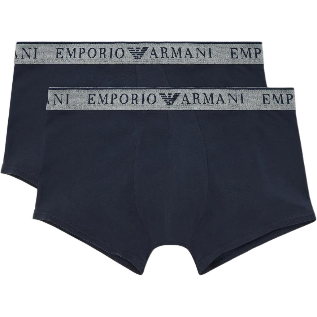 Emporio Armani SS24 Letter Logo Print Boxer Briefs 2-Pack Men underwear Navy-Blue 111769-4F720-06236