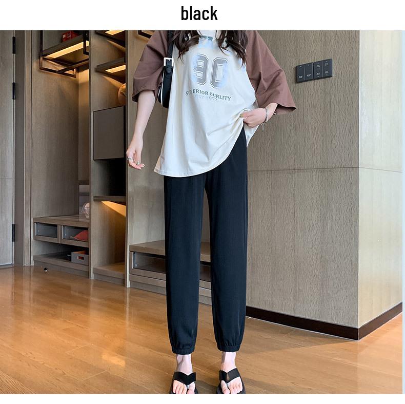 XS Petite Ice Silk Cropped Joggers for Women, Summer Thin 145cm - Look Taller with Carrot Lantern Style Pants