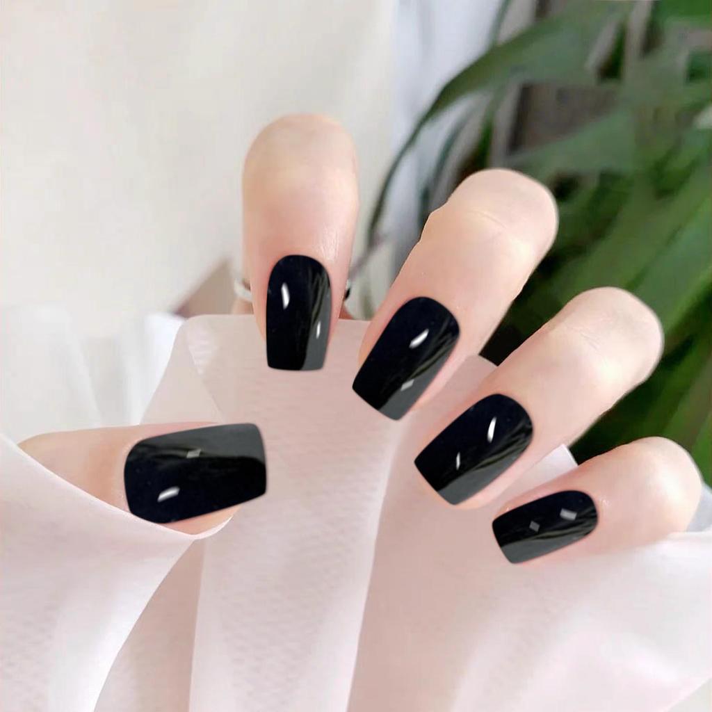 24pcs Nail Pieces Wearable Nails Ice Transparent False Nails 5ml