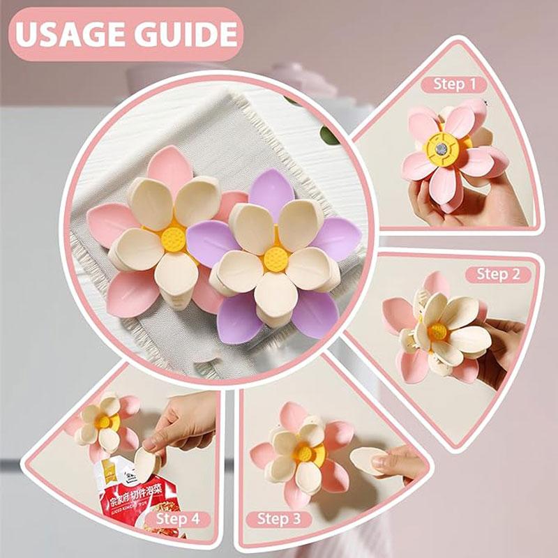 Flower Refrigerator Magnet Sealing Clip, Petal Sealing Clip Multifunctional Sealing Clip, Food Sealing Clip, Kitchen Gadgets