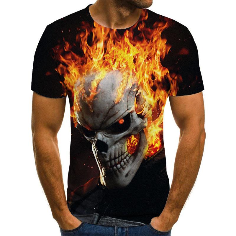 Summer Men's Trendy Casual Evil Knight Digital Printed 3D Short Sleeved T-shirt