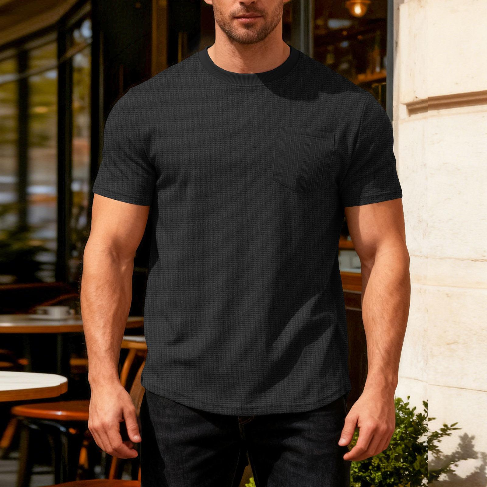 Mens T-Shirts Classic Fit T Shirts for Man with Crew Neck Mens T Shirt Short Sleeve Casual Style Men T Shirt Cotton T Shirts for Men L чёрный
