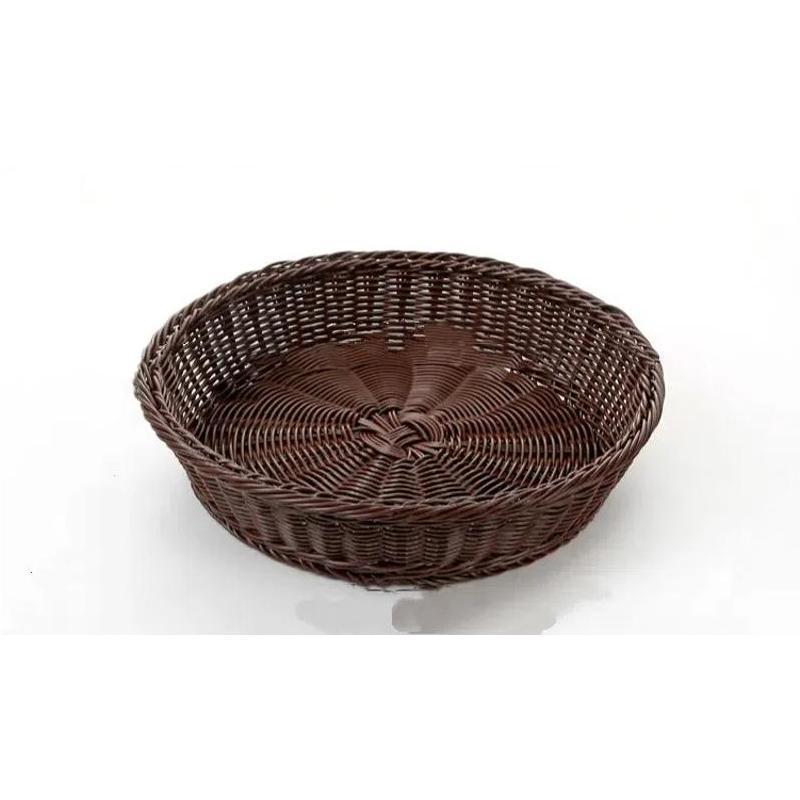 Handmade Woven Rattan Basket Creative Rattan Woven Fruit Basket Supermarket Display Basket Fruit Vegetable Round Storage Basket