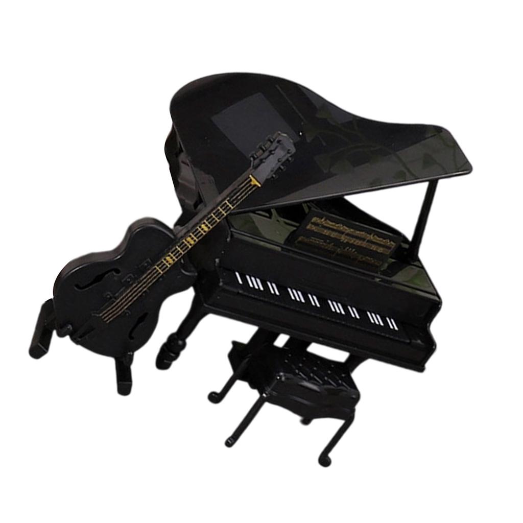 Dollhouses Miniature Grand Piano With Guitar And Cello Musical Instrument Set Wooden Furniture For Imaginative Play