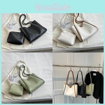 Chic Minimalist Black And White Bucket Bag For Women Spacious Casual Tote