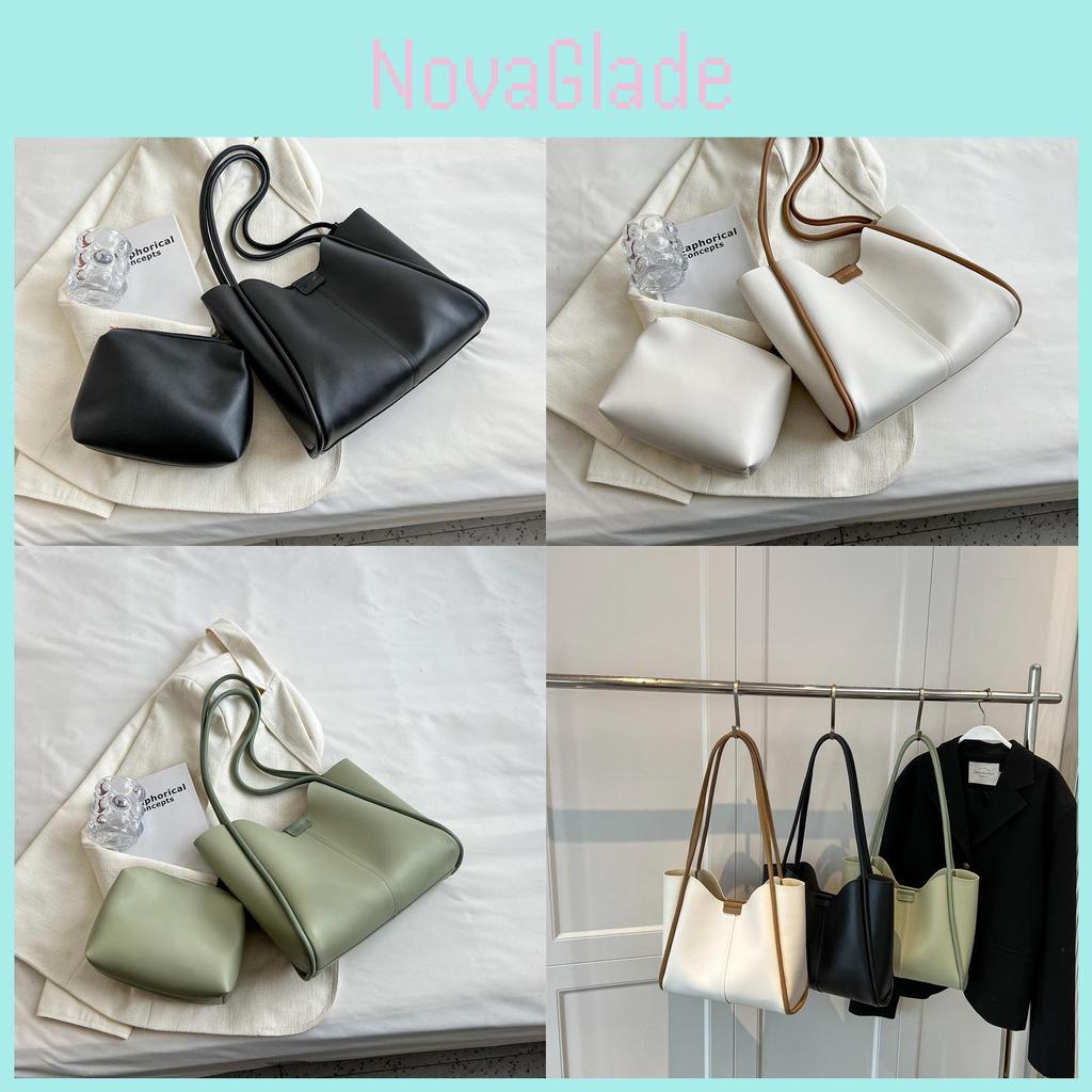 Chic Minimalist Black And White Bucket Bag For Women Spacious Casual Tote