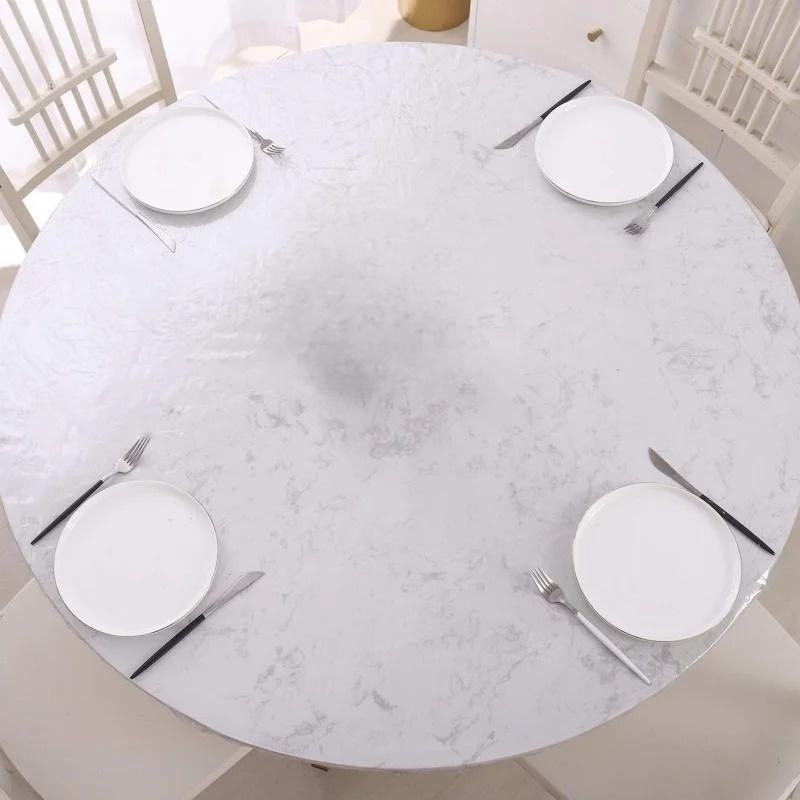 1Pc PVC Fitted Elastic Tablecloth Transparent Waterproof Oil-Proof Table Cover Protector Cloth Dinning Table Table Cover