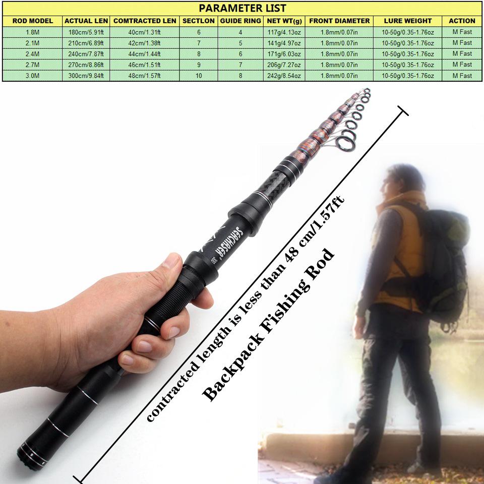 Ultra-Short Portable Retractable Carbon Lure Fishing Rod - All-Water & General Purpose