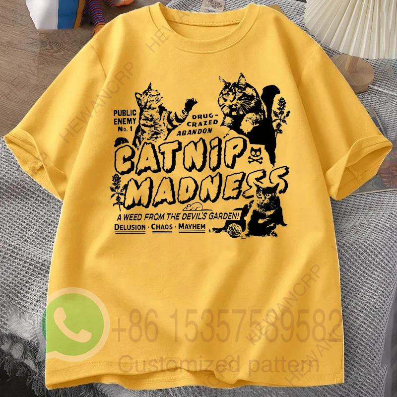 Verrücktes Kätzchen T-Shirt Herren Trainingsanzug Sommer Rundhals Pullover Baumwolle Lässig Sportbekleidung Mode Oberteile Harajuku Retro Streetwear