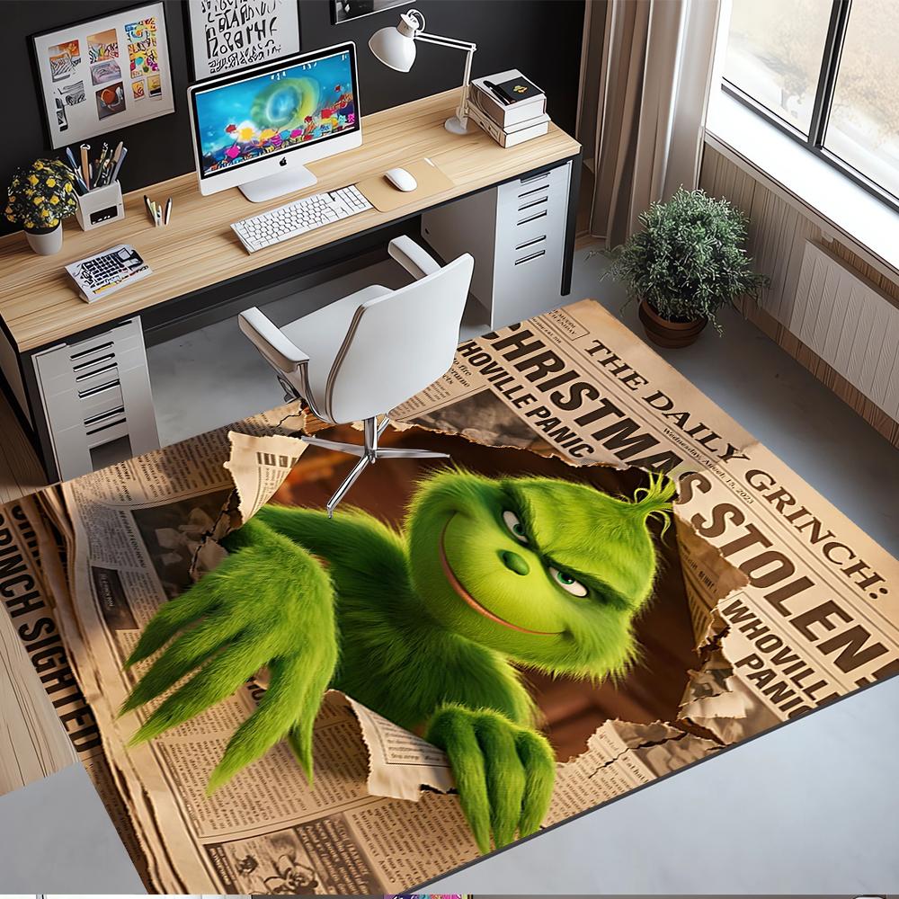 Grinch Printed Carpet Rug for Office Chair Living Room Bedroom Kitchen Room Decor Gifts