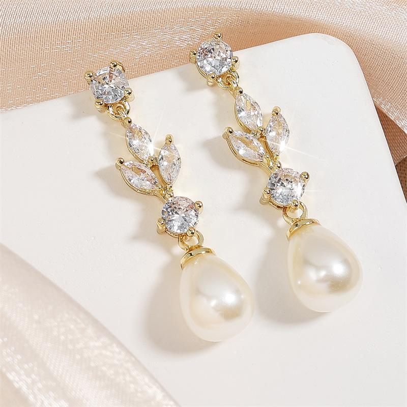 Luxury Elegant Pearl Crystal Drop Earrings For Women New Waterdrop Long Tassel Earrings Female Party Wedding Jewelry Gifts