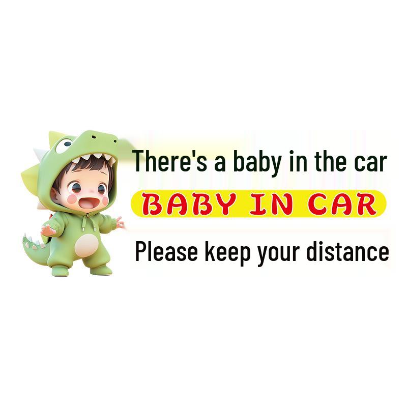Baby on Board: Keep Distance - Waterproof Rear Window Cartoon Sticker