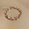 Pink Diamond Zirconia Starburst Flower Bracelet: Trendy, Luxurious Jewelry with Unique Design.
