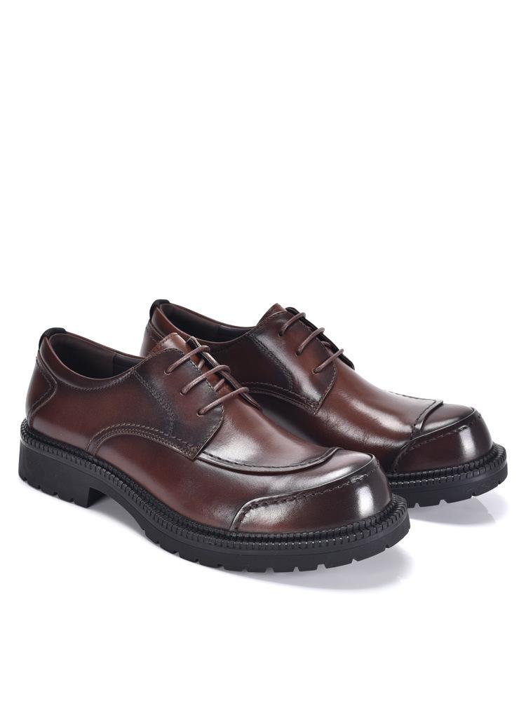 Men s Premium Genuine Leather Lace-up Business Shoes - Spring/Autumn Thick-Soled Casual Formal Shoes 40