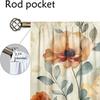 2Pcs Vintage Floral Curtains 3D Orange Poppy Pattern Living Room Bedroom Balcony Sunshade Art Decor Curtains